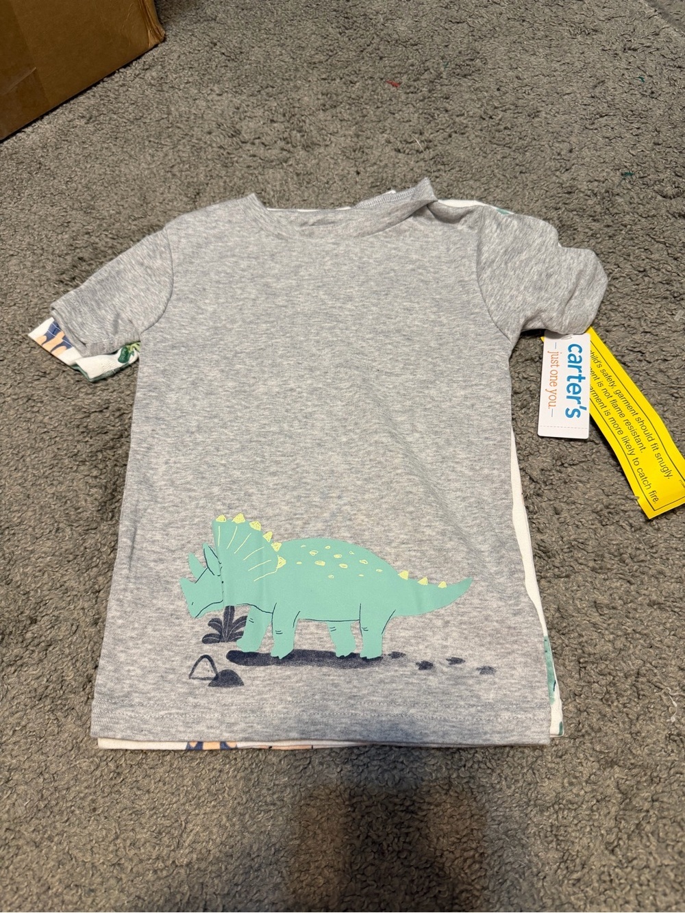 Carter's Heather Gray Tee with Mint Green Dinosaur